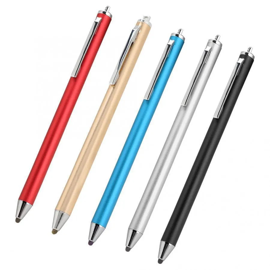 Metal barrel passive stylus pen with fine tip for touchscreen devices in seven colour options