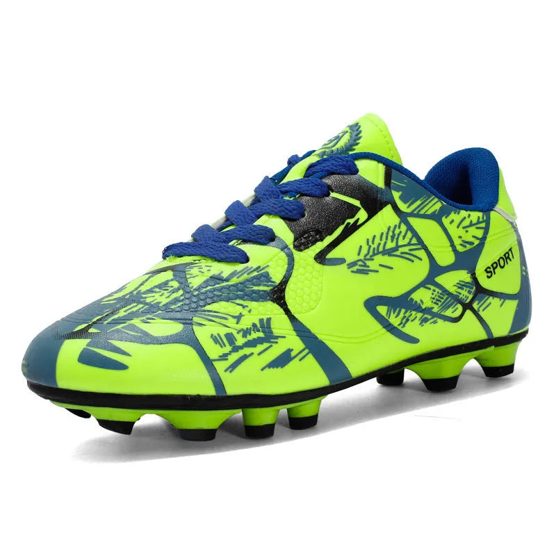 Low-top soccer shoes synthetic leather upper TPR sole natural rubber outsole front lace-up boys girls teens multi-surface