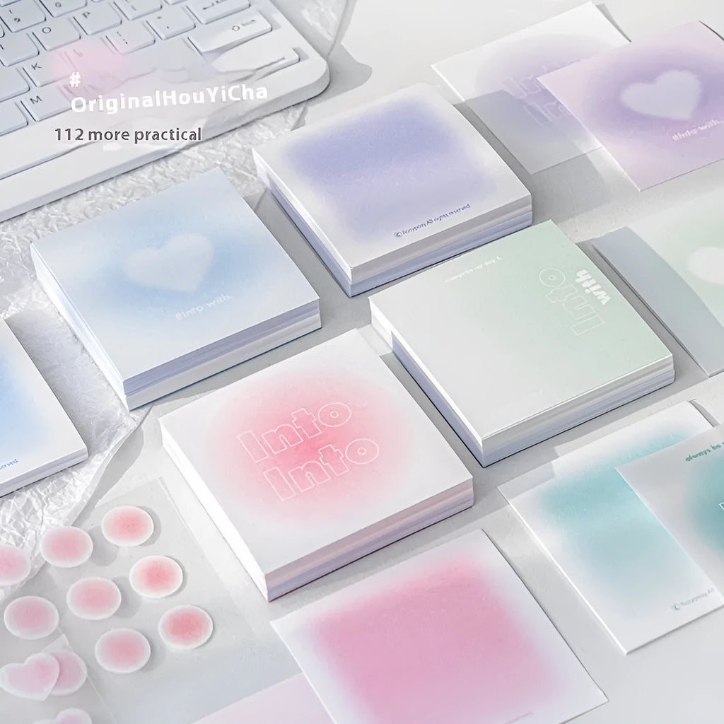 Square multifunctional notepad stationery set with gradient coloured sheets and sticky notes