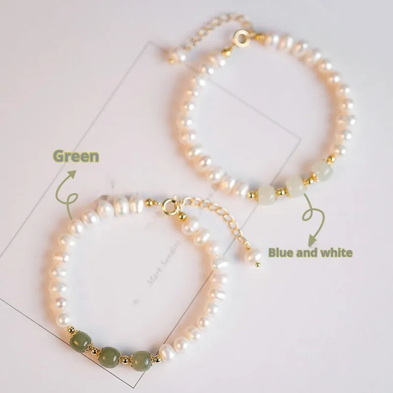 Natural freshwater pearl bracelet with diamond-shaped pearls in Korean style design
