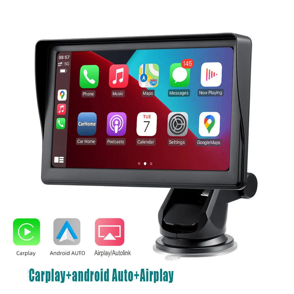7-inch portable car smart display screen with retractable bracket mount for wireless Carplay projection