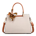 Milky white PU leather women's shoulder handbag with multiple internal compartments and urban simplicity style