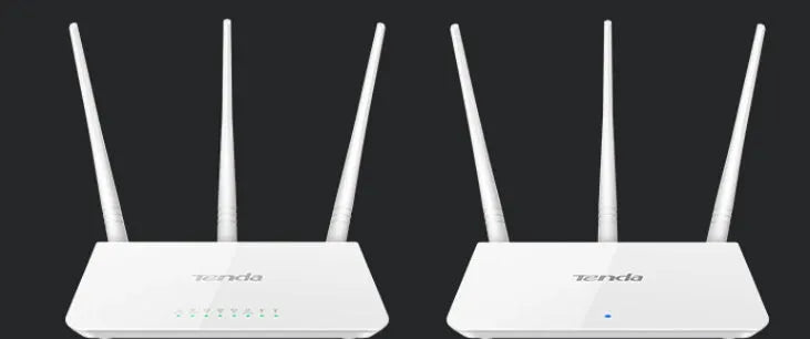 White dual-band wireless router for broadband internet connectivity.
