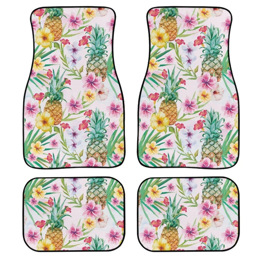 Black printed rubber car floor mat set showing 20mm thickness and waterproof construction