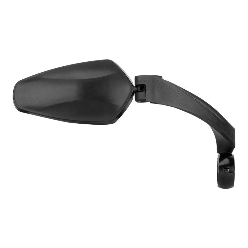 Black PMMA acrylic rotatable rearview mirror for mountain bike handlebars.