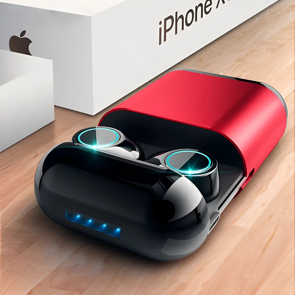 True wireless stereo Bluetooth headset in black, gold, or light grey with Bluetooth 5.0 and IP5X dust resistance