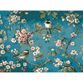DIY digital oil painting kit with blue flowers and birds on linen canvas, 40x50cm, no frame