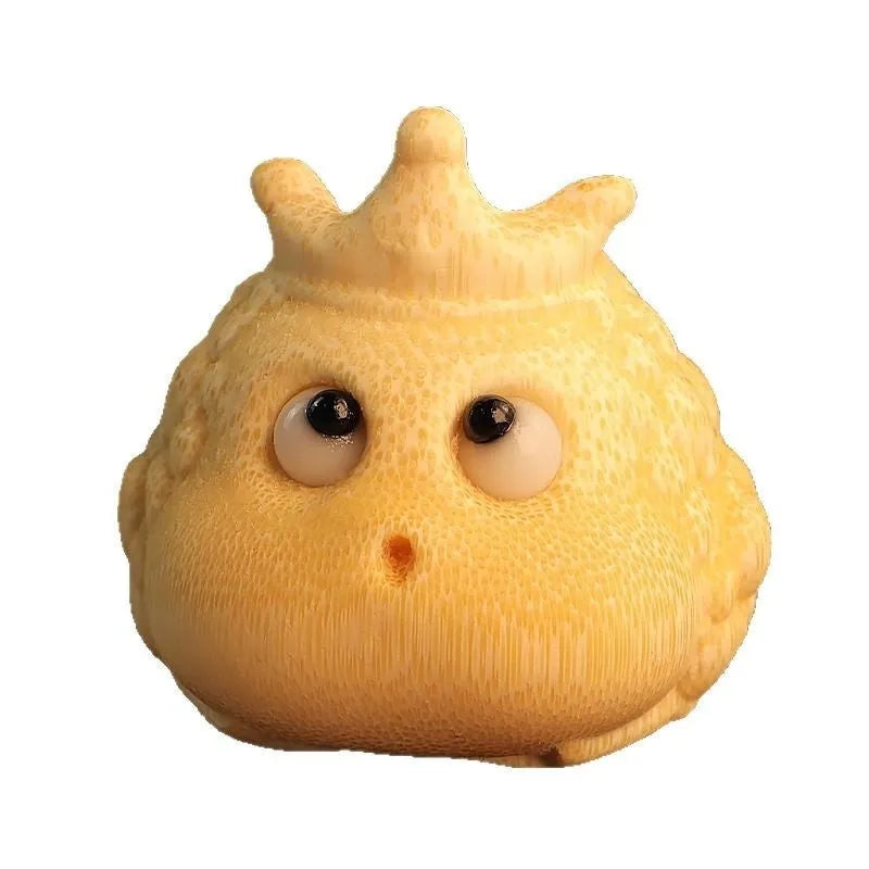 Solid bamboo carving of a Crown Princess Toad hand ornament in cute style.
