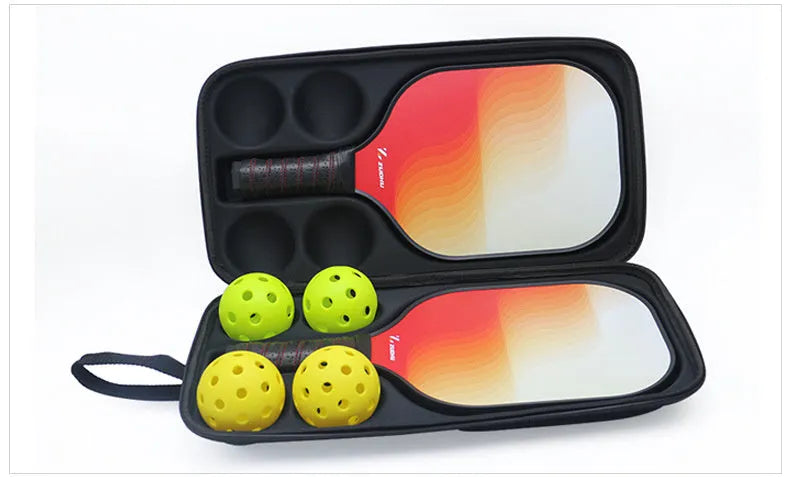 Black waterproof pickleball racket storage bag with dual shoulder straps