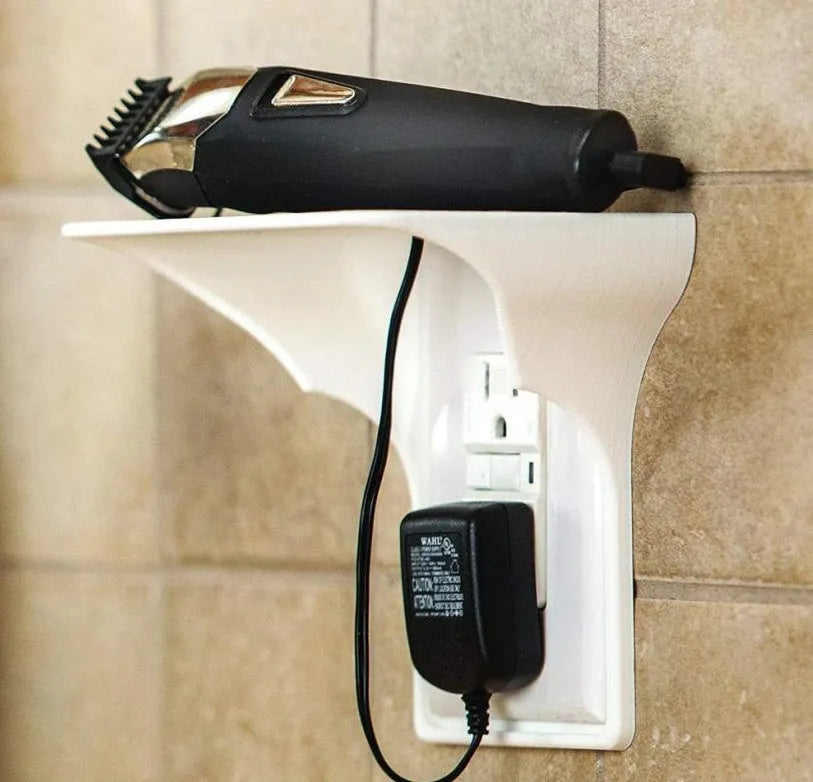 White polypropylene plastic socket rack organiser for tool storage, dimensions 14cm by 10cm by 15cm.
