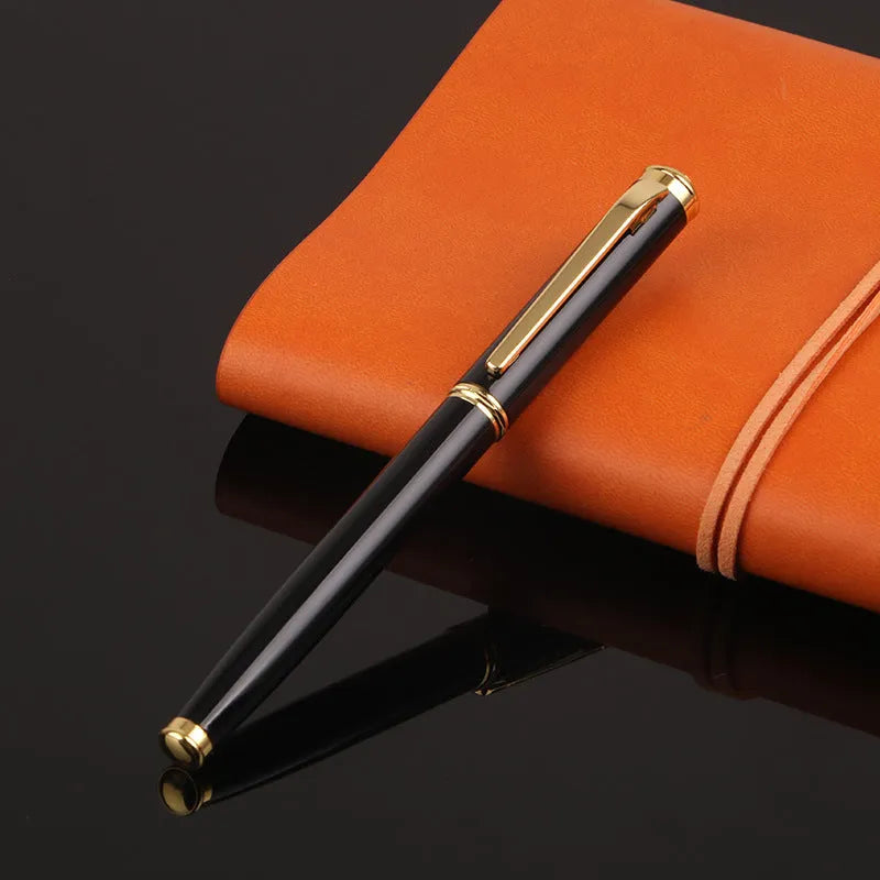 Red and black metal fountain pen with 0.5mm fine nib for business and gift use.