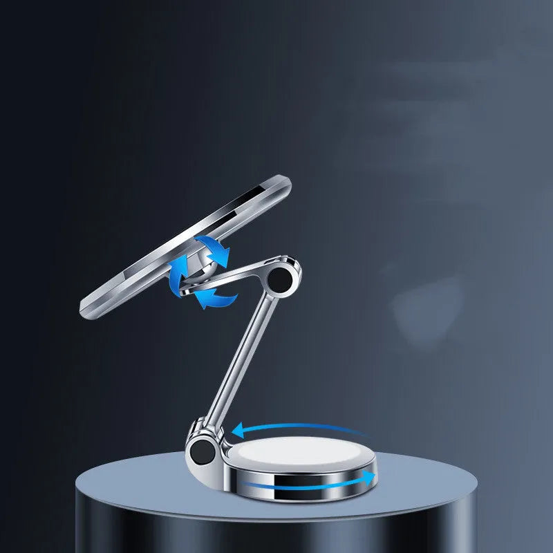 Car mobile phone holder with adjustable bracket and magnetic mount in black and silver colours