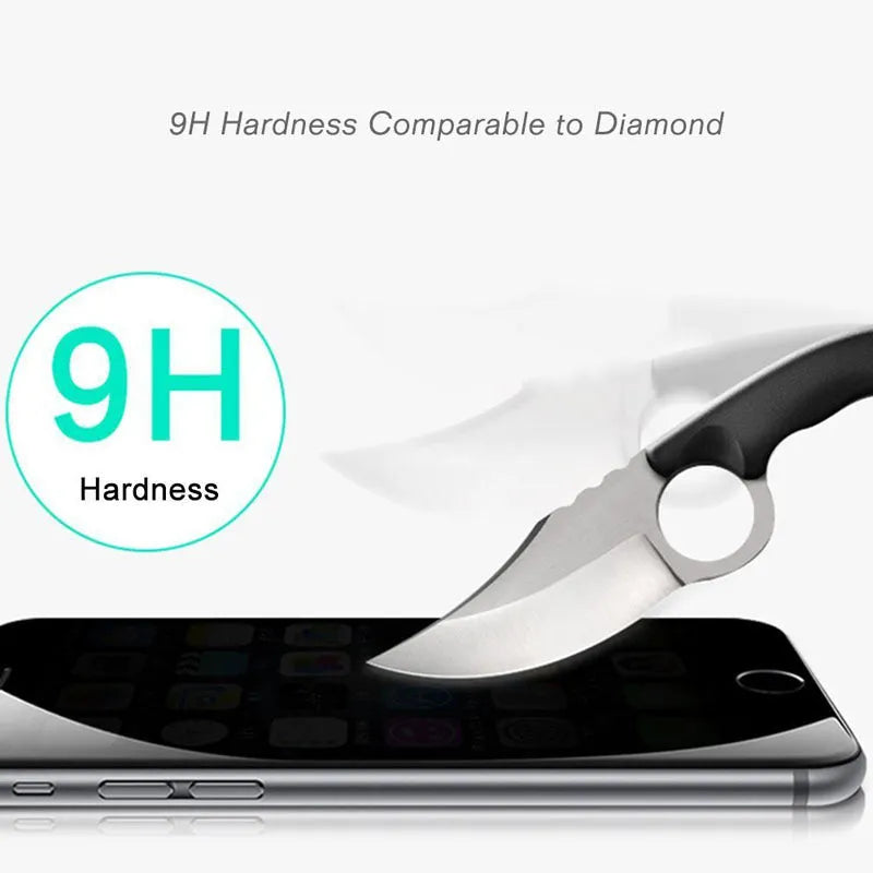 Black anti-peeping tempered glass film for iPhone front screen, machined edges, HD finish