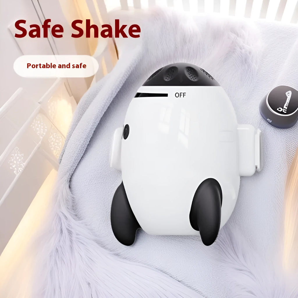 White baby sleep comforter device with automatic shaking and Bluetooth functions for infants