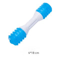 Dual-colour TPR rubber puppy teething chew toy in small, medium, and large sizes.