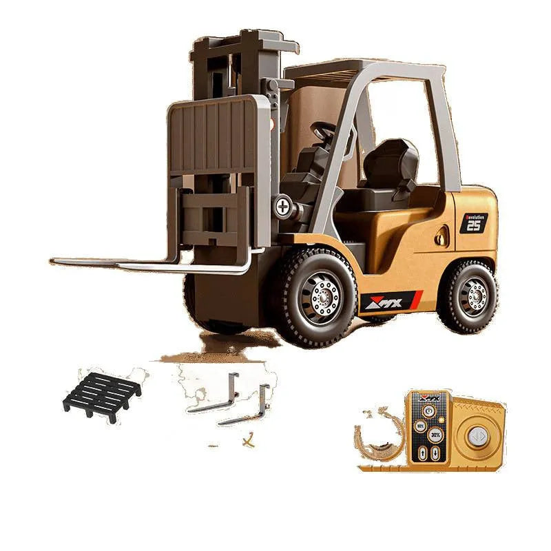 1:64 scale mini alloy forklift remote control toy with Bluetooth and cargo accessories