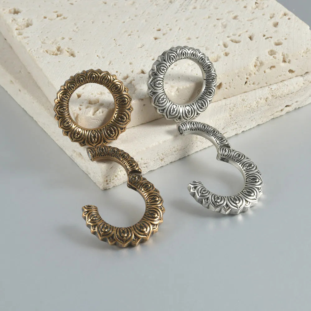 Retro magnetic earrings with heart or lotus design in antique silver or gold finish