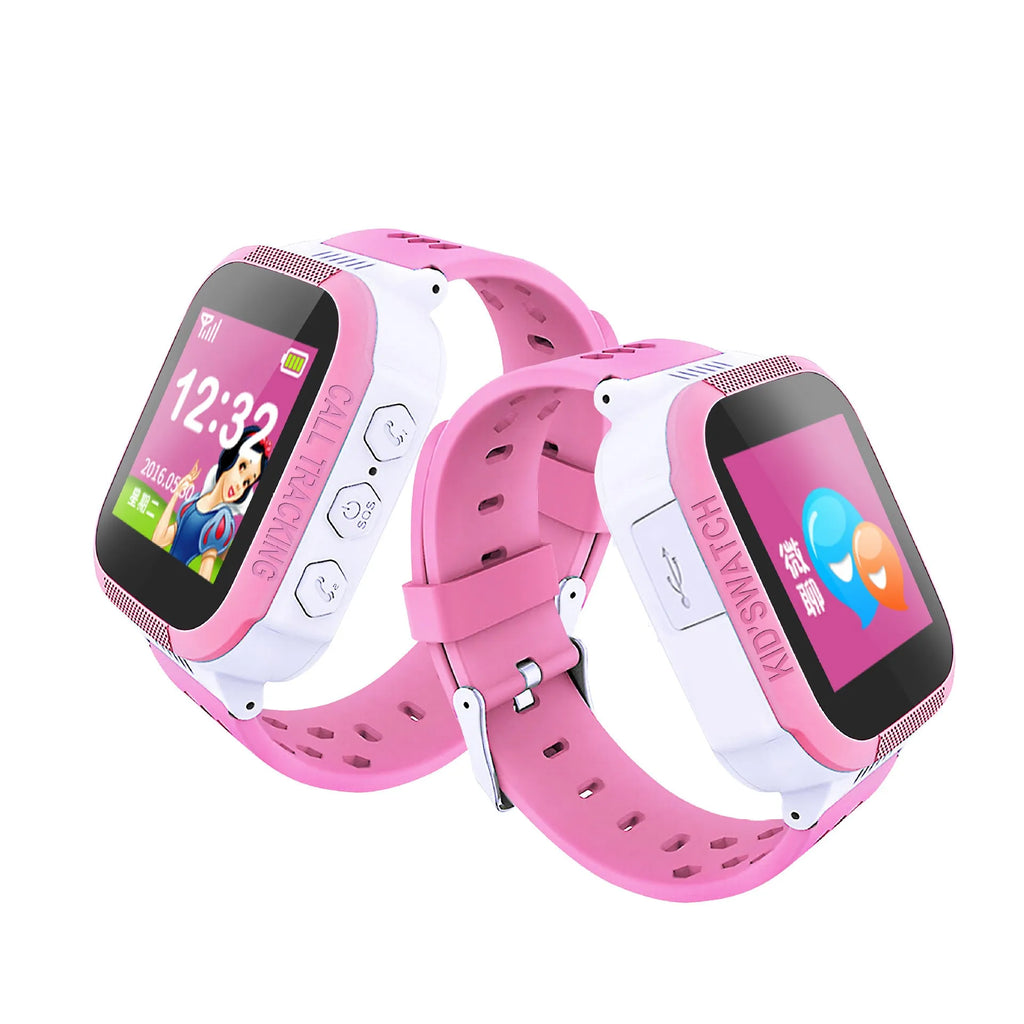 Blue children's phone watch with 1.44 inch screen showing time display