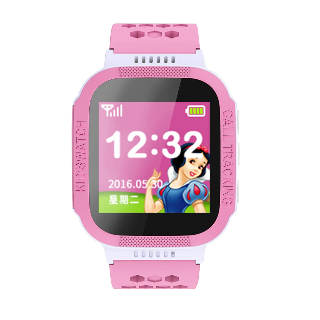 Blue children's phone watch with 1.44 inch screen showing time display