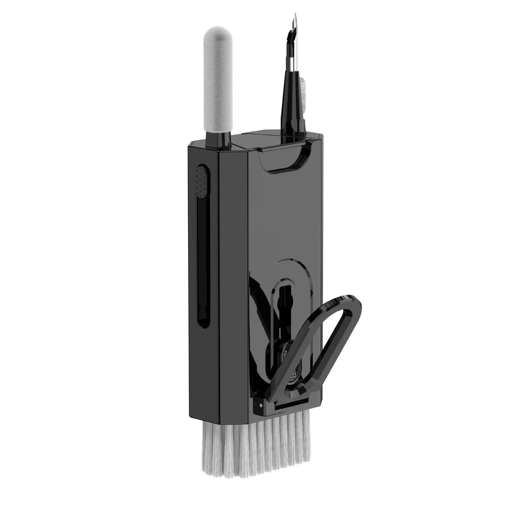 Q6 and Q8 multifunctional cleaning sets for headphones and screens in blue, white, and black