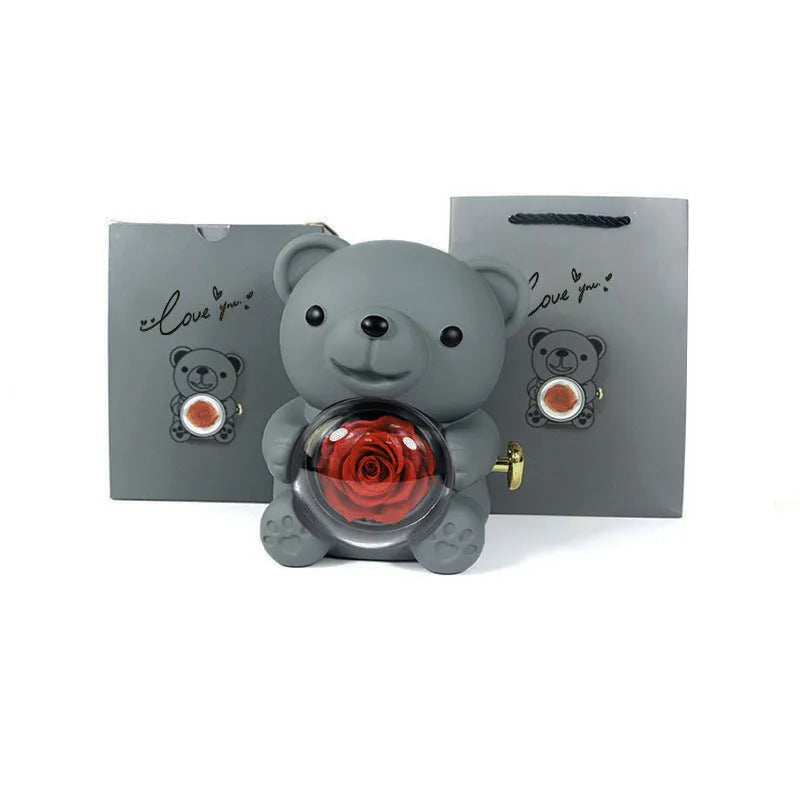 Rotating bear gift box jewellery storage 12x13x15.5cm plastic spray paint finish