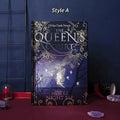 Retro luminous A5 hardcover notebook with illustrated pages in blue or purple night elves design