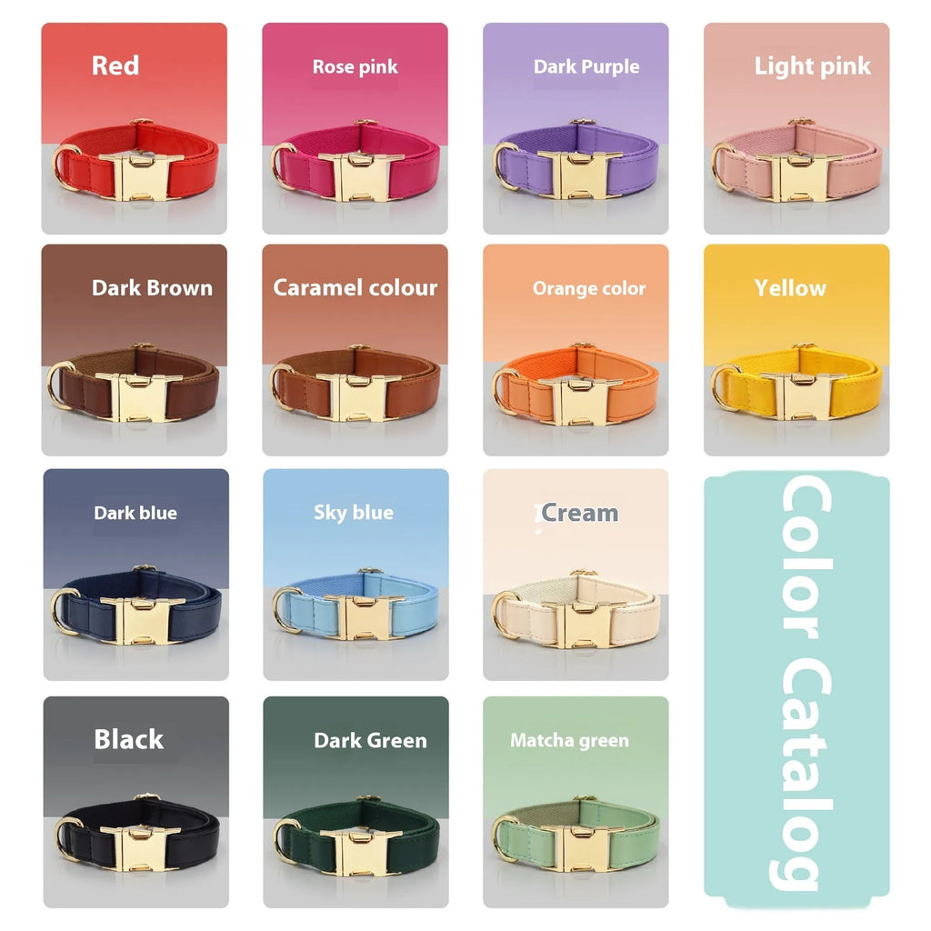 Leather dog collar with simple colour blocking design in caramel colour
