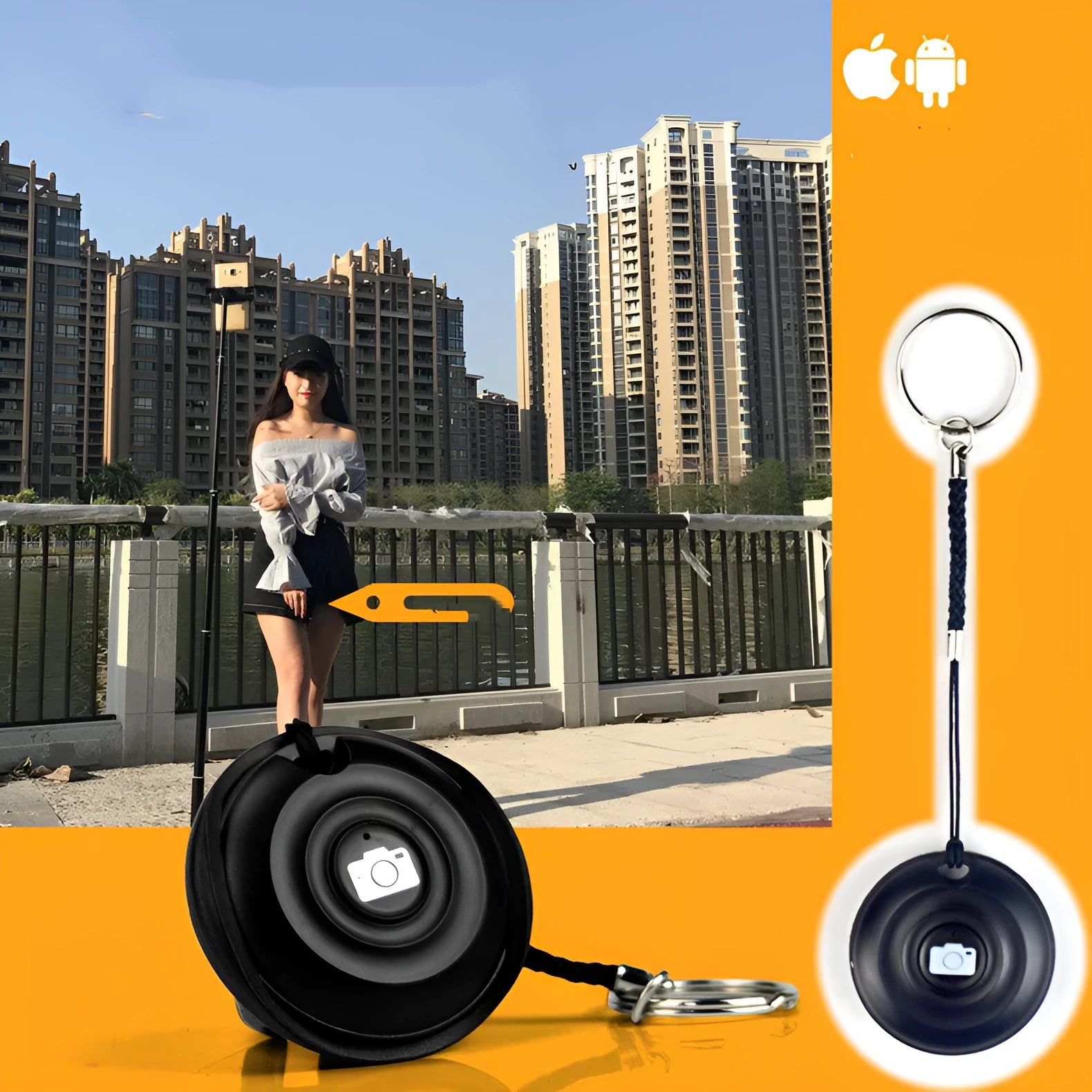 Black Snap Bluetooth remote control shutter for wireless smartphone camera photography