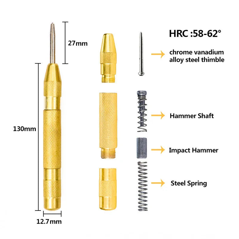 High-speed steel step drill bits and centre punch set for metalworking with diameter ranges from 3mm to 32mm