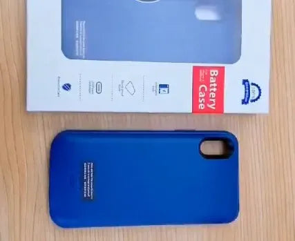 Shockproof silicone iPhone battery charger case in black, blue, pink and white colours