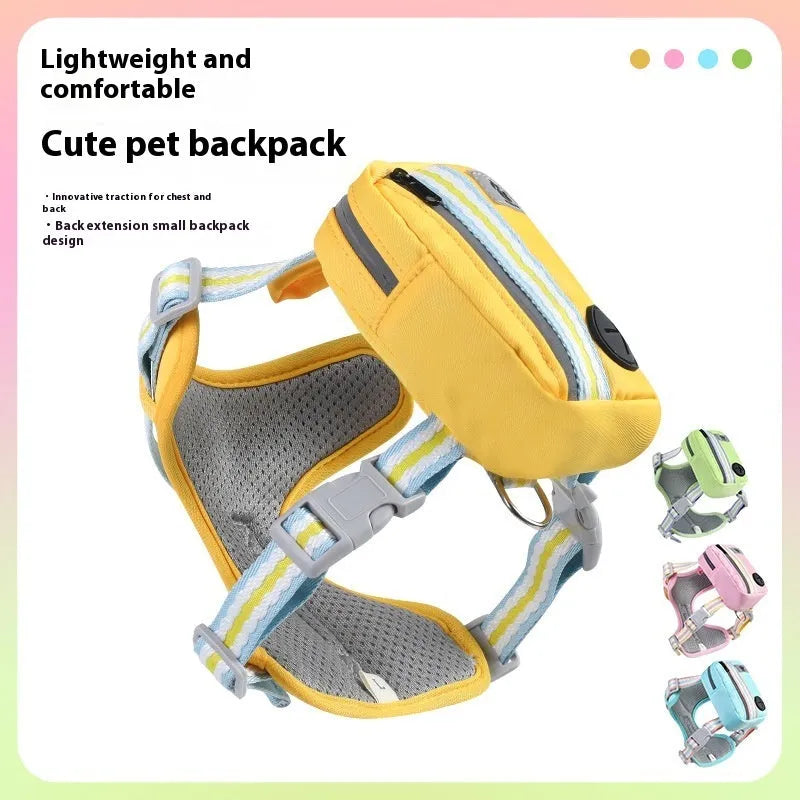 Explosion-proof anti-strangulation pet harness in Oxford cloth with adjustable straps and 1.5m rope