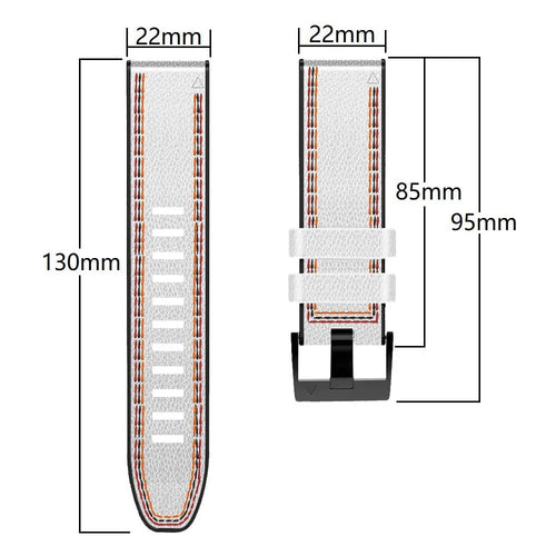 Silicone leather quick release watchband for Garmin Fenix 7X 6X 5X 7 6 5 in black 22mm or 26mm