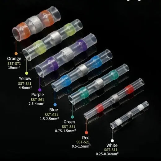 Heat shrink solder ring terminal connector for waterproof electrical wiring in multiple colour options