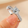 Women's electroplated copper zircon ring in heart, single diamond fork, or star design with K white or yellow plating.