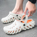 Men's beige EVA slipper sandals with hollow-out design and round toe holder