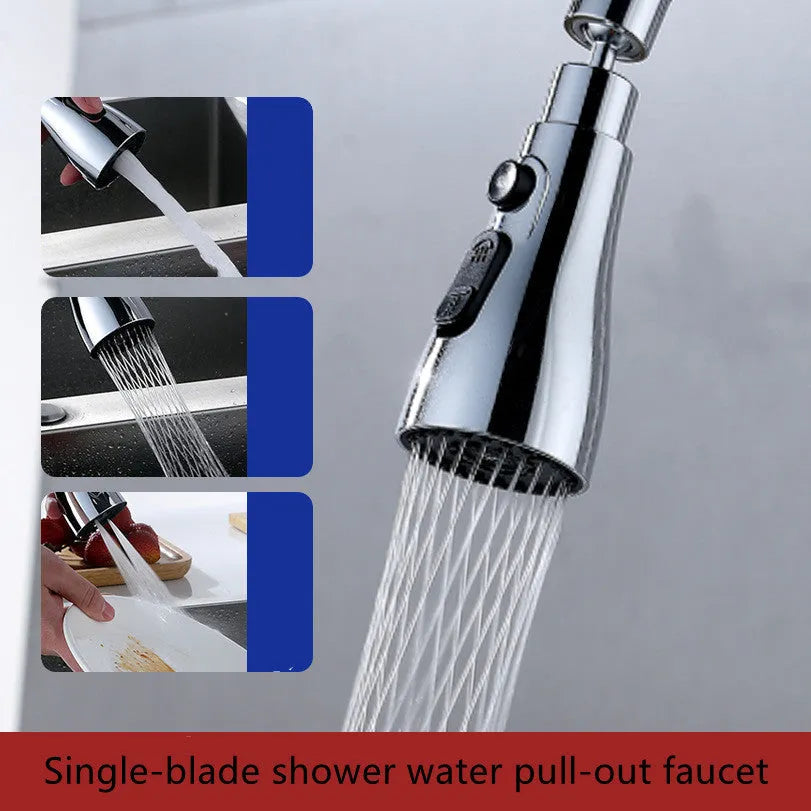 Universal pressurized faucet sprayer in matte black with 360-degree rotating head on a kitchen sink