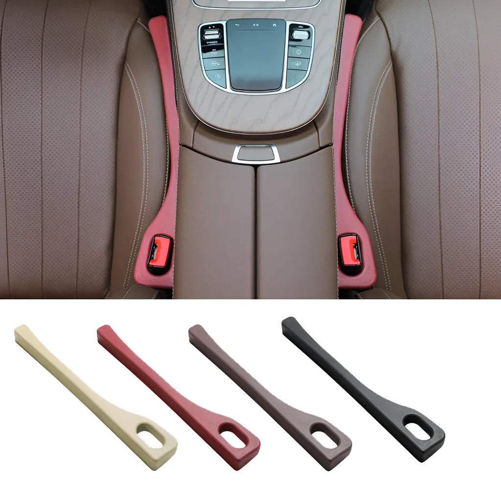 Polyurethane car seat gap strips in multiple colours preventing items falling between vehicle seats