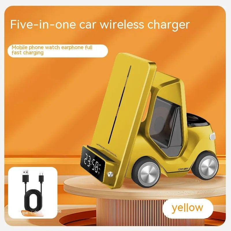 15W three-in-one wireless charging bracket in grey, white, yellow, or orange colours