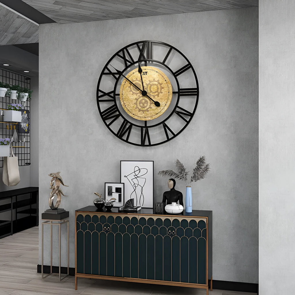 Simple round wall clock with metal dial, 50x50cm, sweep movement, WM463 colour