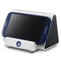 Compact black and white wireless Bluetooth speaker with rechargeable battery