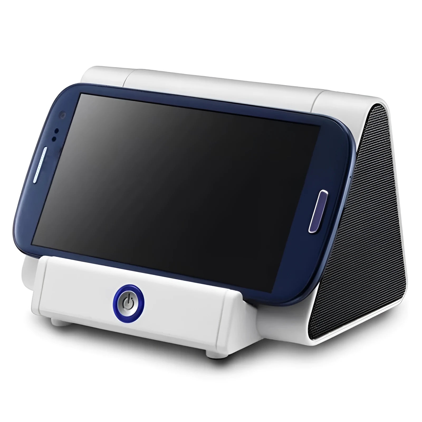 Compact black and white wireless Bluetooth speaker with rechargeable battery