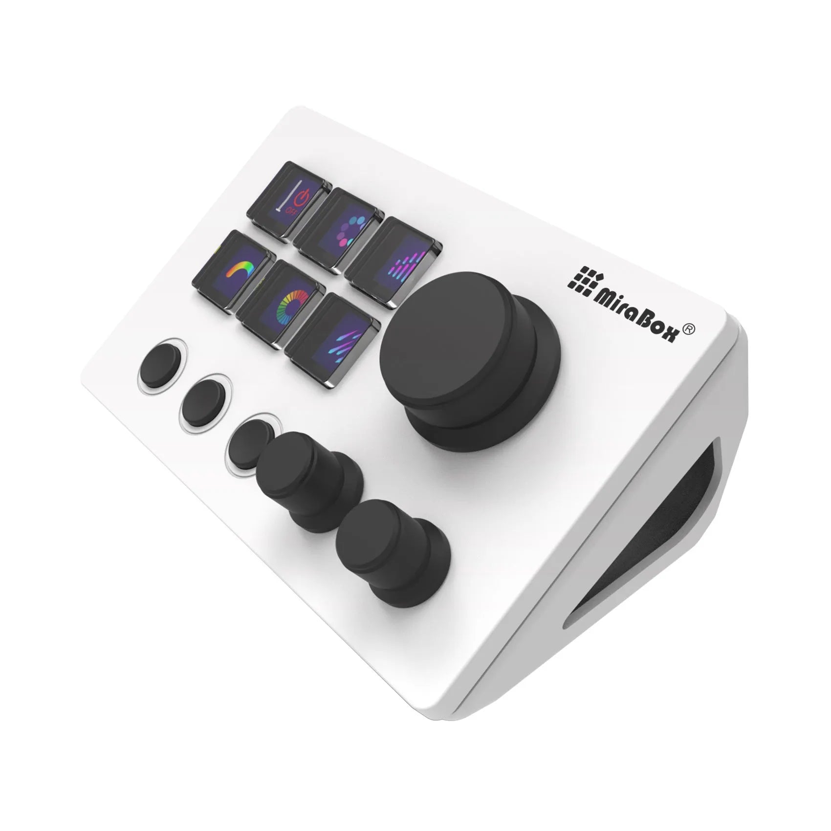 Black silica gel numeric keypad with adjustable bracket and USB cable on desk