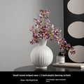 Ceramic ball striped vase in American country style with six design variations on wooden table