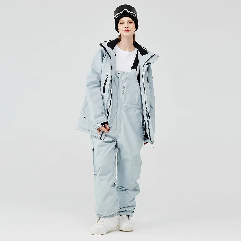 Men's and women's winter ski suit in blue colour with waterproof windproof construction for snow sports