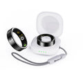 Black ceramic smart ring for heart rate and blood oxygen monitoring on finger