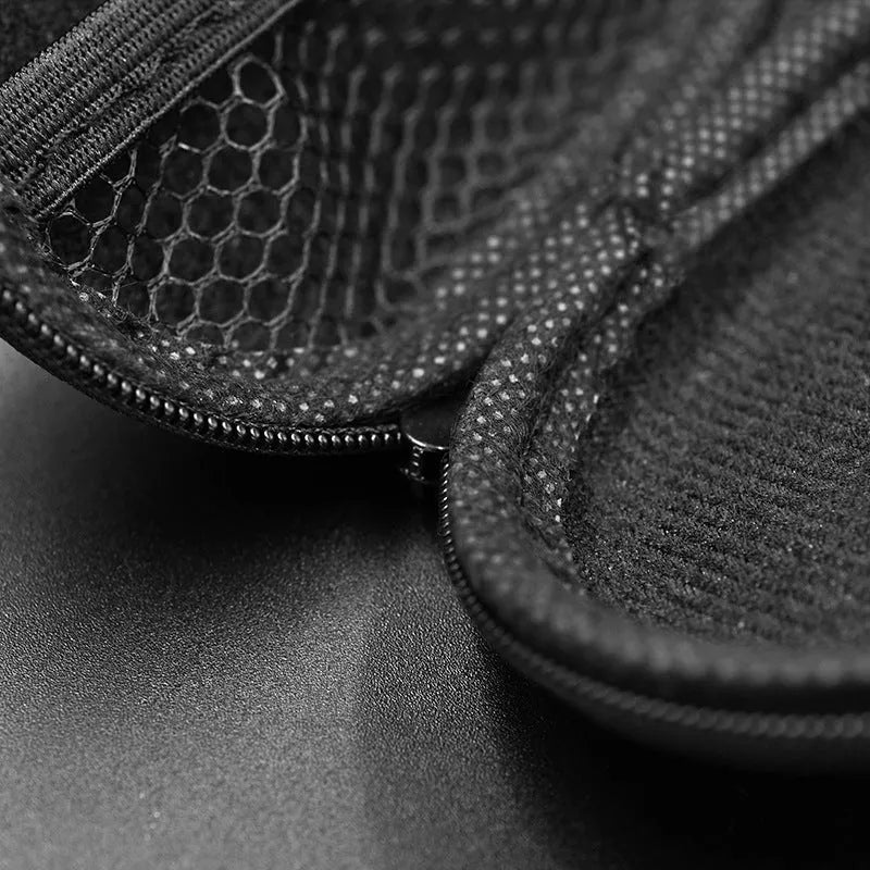 Oval black leather earphone storage bag for EDX PRO and ZEX