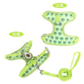 Reflective vest-style dog harness with attached hand holding rope in avocado green colour for small dogs.