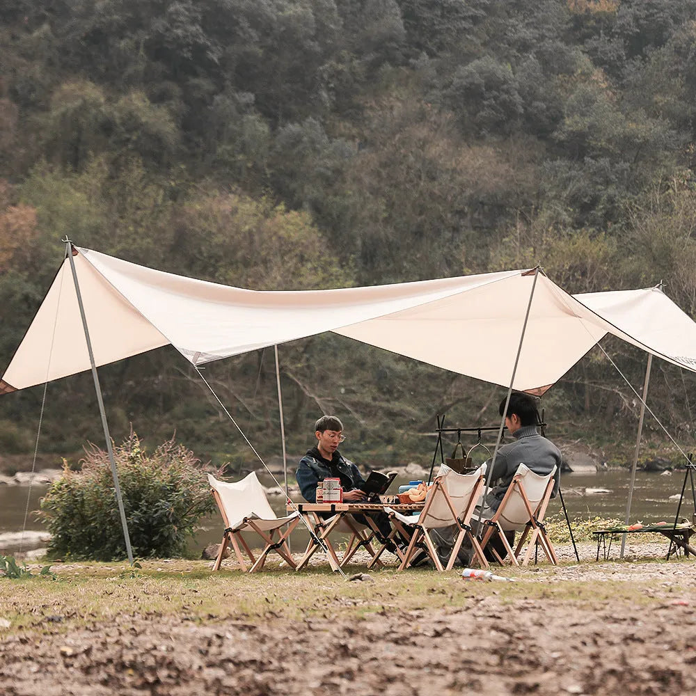 Outdoor camping aluminium alloy foldable clothes drying rack with hooks and top tray