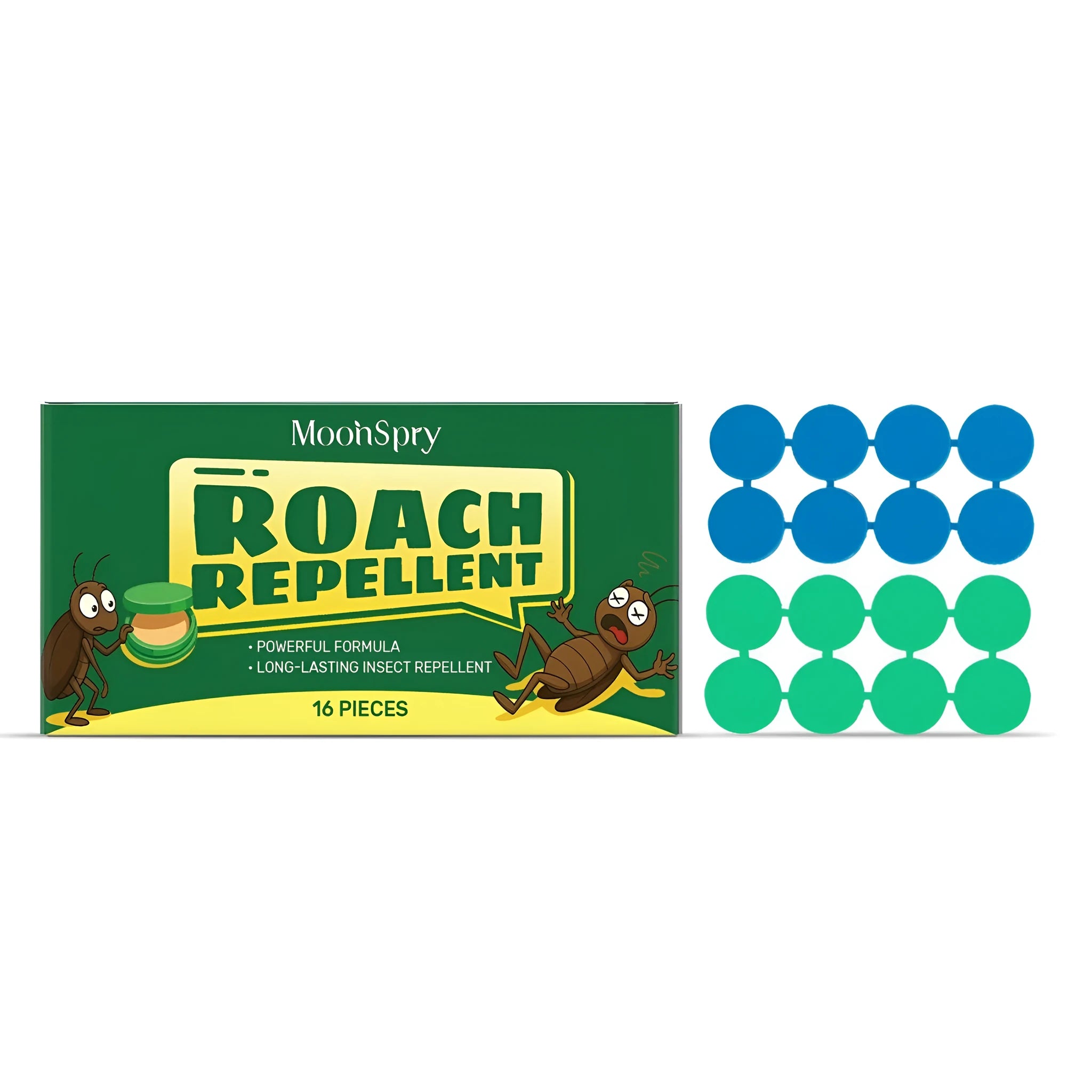 Pack of 16 cockroach insecticide gel bait tubes with adhesive pads for mounting.