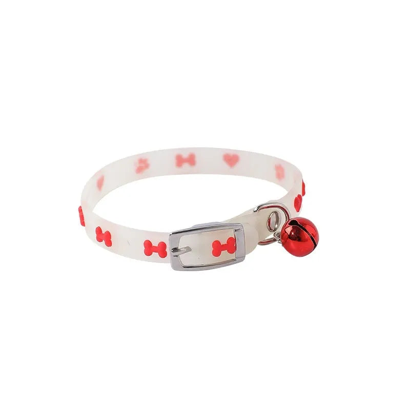 Cat luminous collar with adjustable 29 cm silicone chain and metal bell in decorative style